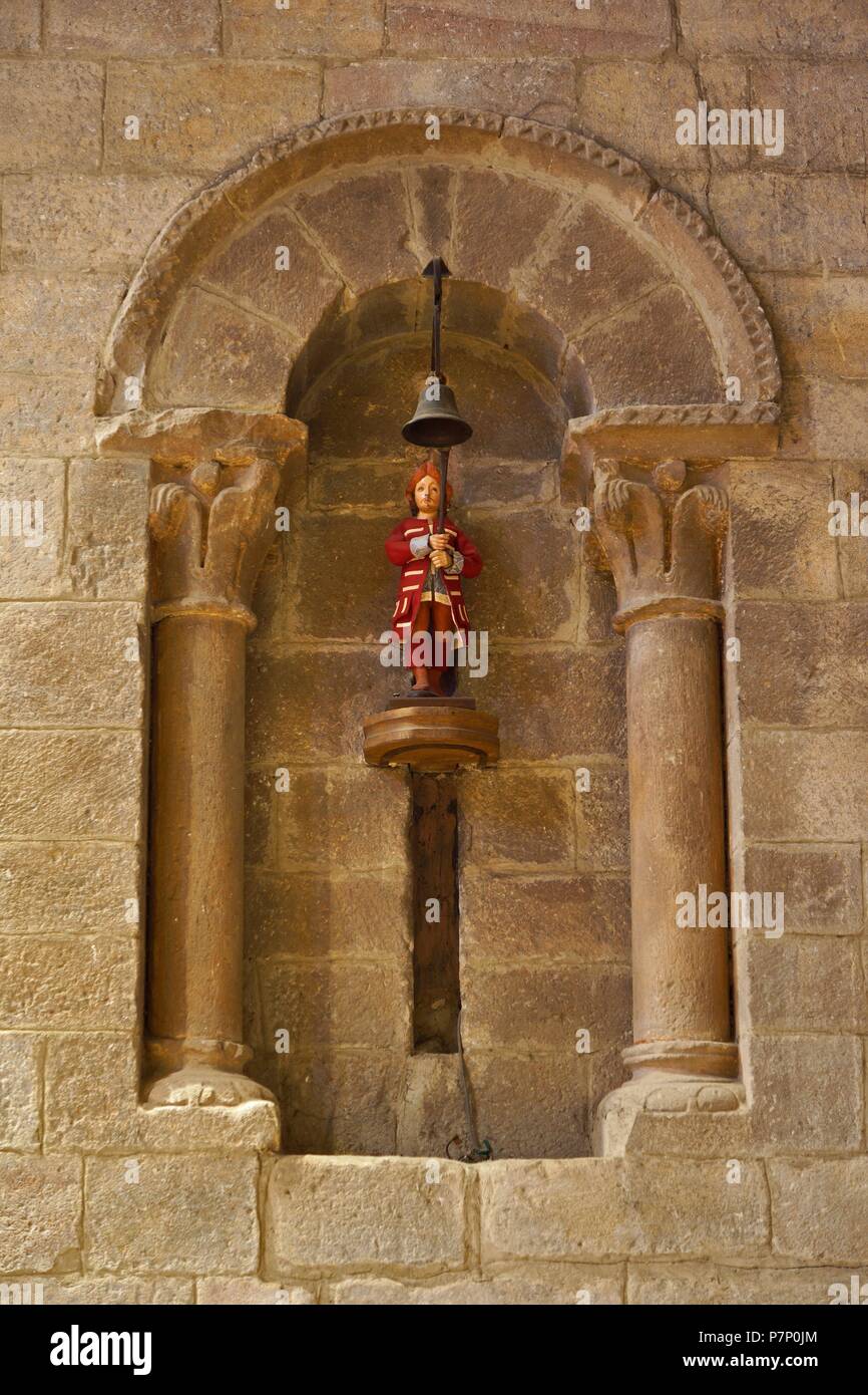 PARROQUIA DE SANTA MARIA LA MAYOR. RELOJ AUTOMATA LLAMADO EL MATACHIN. . A EZCARAY, LA RIOJA. Foto Stock