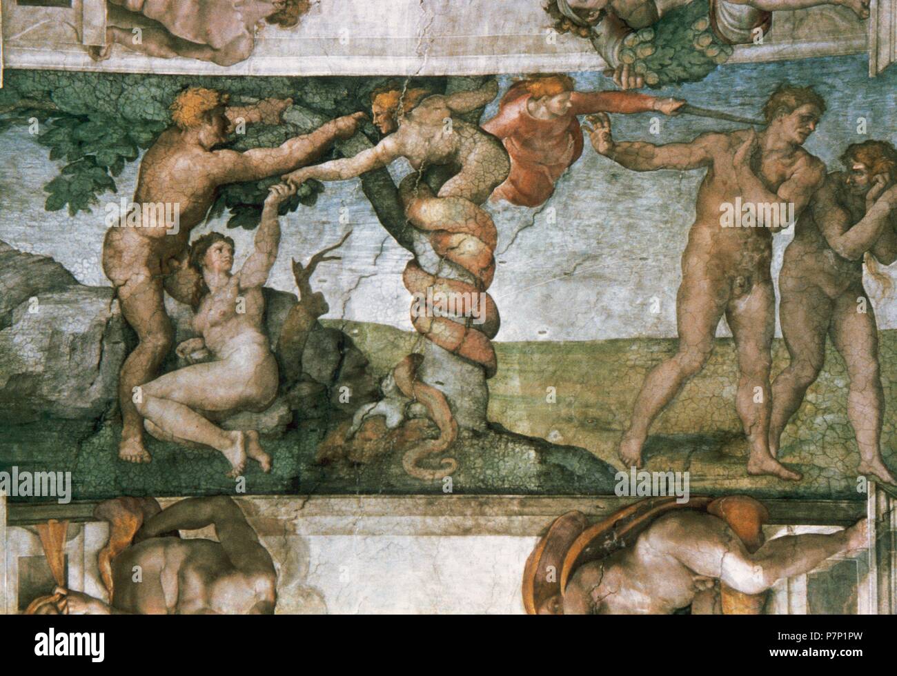 Michelangelo (1475-1564). Il soffitto della Cappella Sistina. Affreschi di  autunno e di espulsione del giardino di Eden. Genesi. Ca. 1512. Musei  Vaticani. L'Italia Foto stock - Alamy