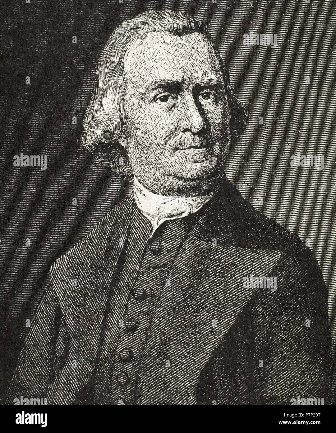 Samuel Adams (1722-1803). Statista americano, filosofo politico e uno dei padri fondatori degli Stati Uniti. Ritratto. Incisione di John Singleton. Foto Stock
