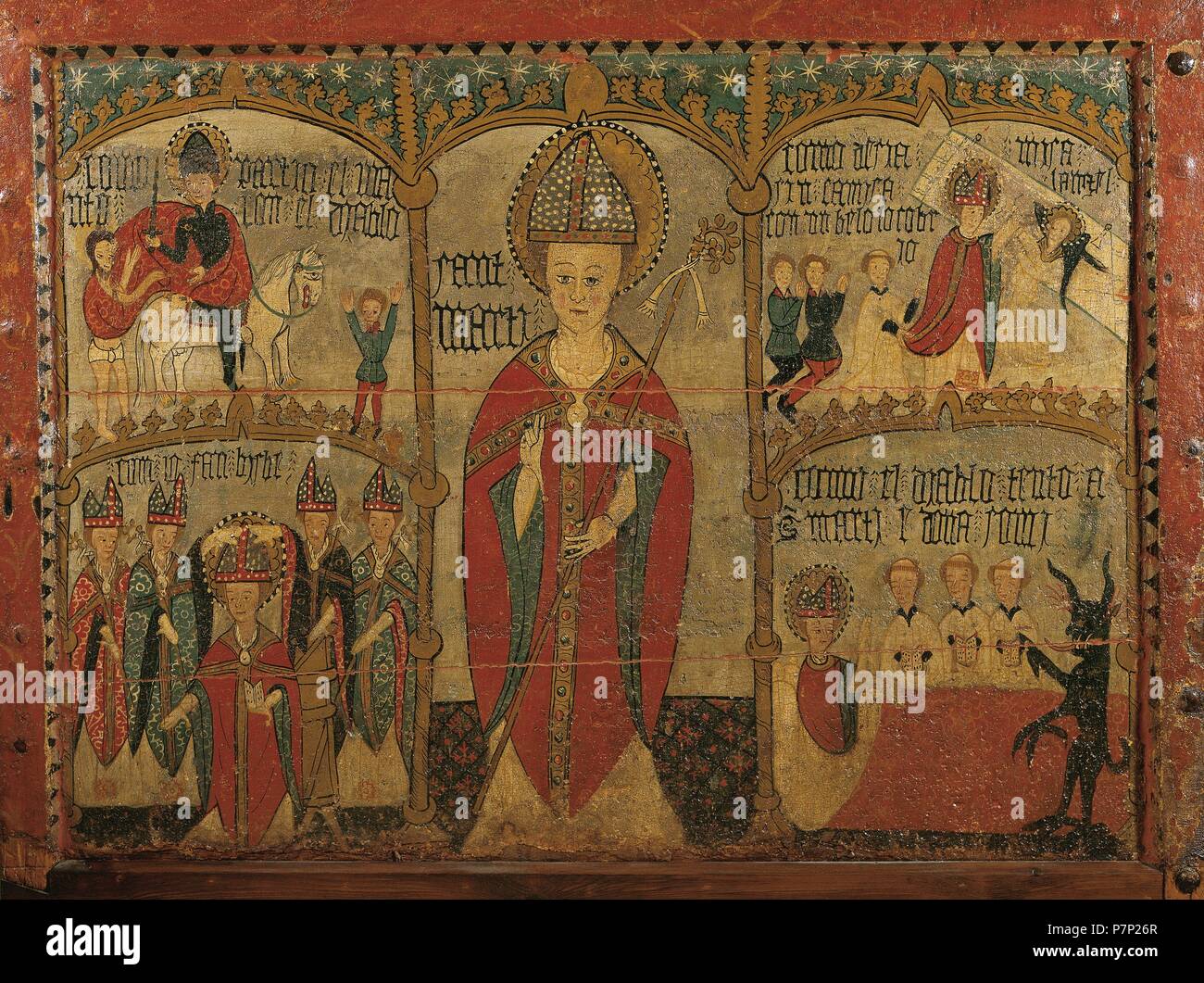 Davanti all altare di Binefar. Pittura a tempera su legno. Dimensioni: 101 x 135 x 5 cm. Seconda metà del XIV secolo. Da Binefar, Huesca, Aragona. Diocesani e Comarcal Museo di Solsona, Catalogna, Spagna. Foto Stock