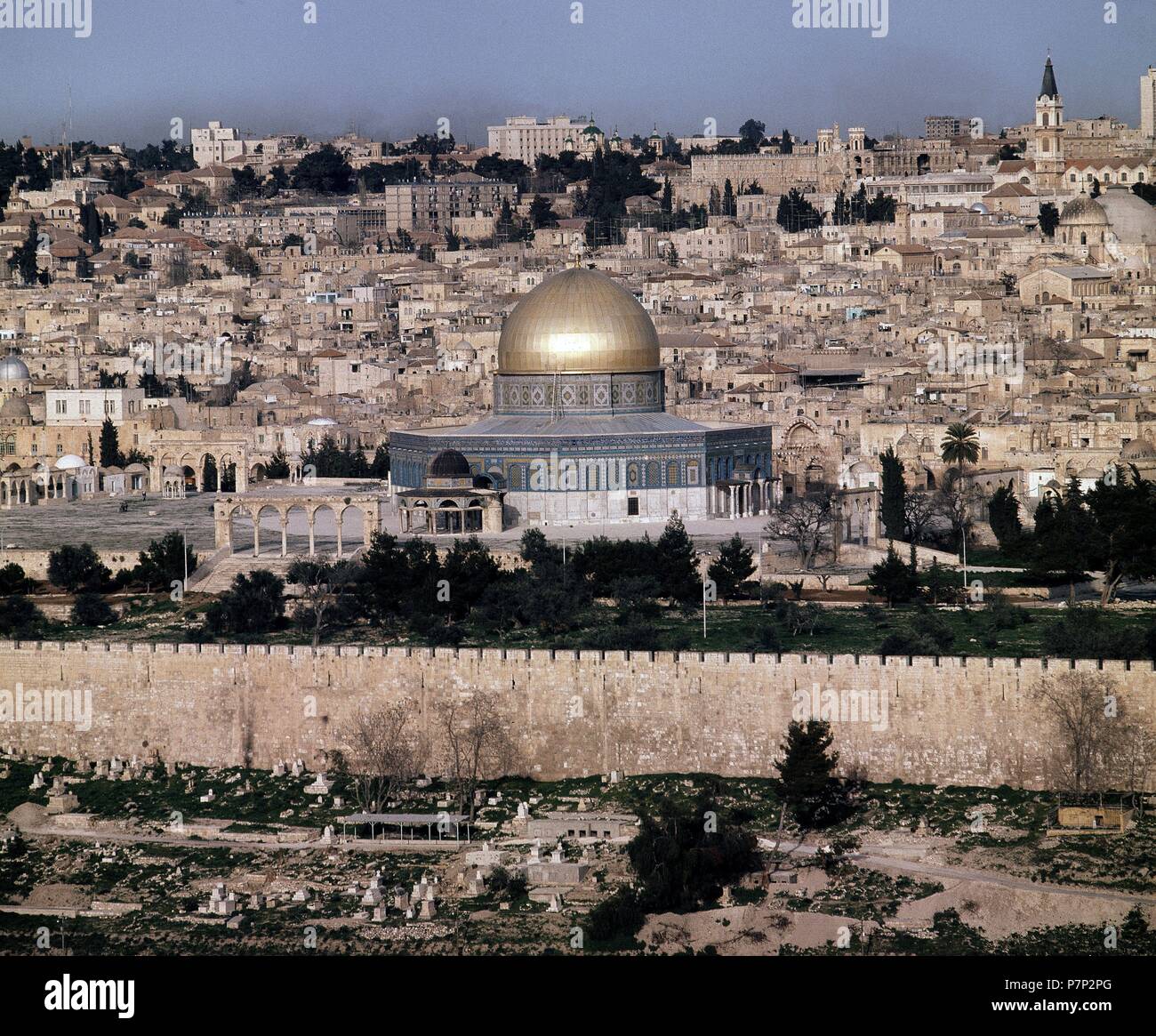 VISTA DE JERUSALEN DESDE EL MONTE DE LOS OLIVOS. Posizione: MEZQUITA DE LA ROCA / OMAR, Gerusalemme, Israele. Foto Stock