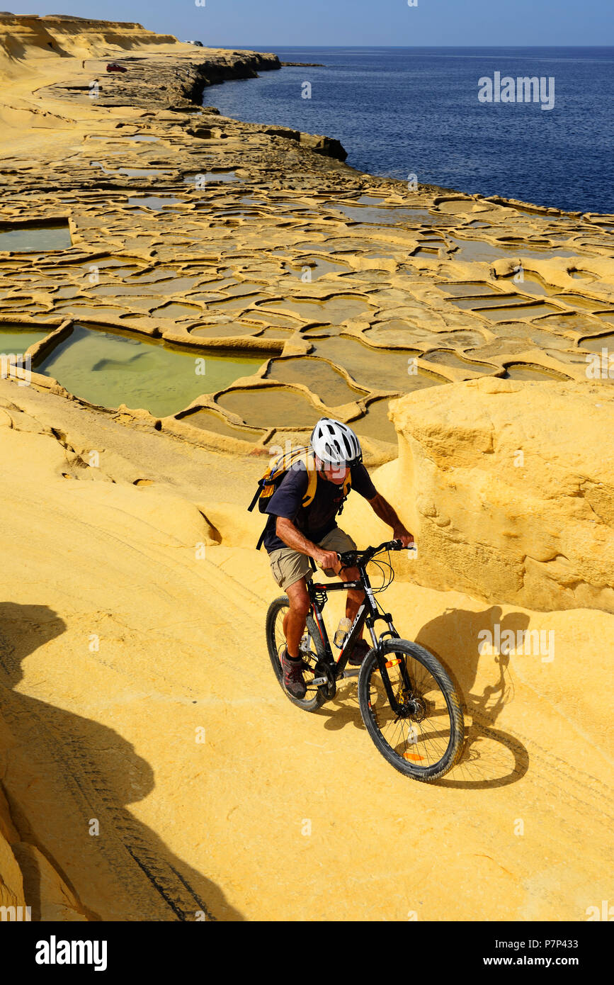 Gozo Saline, Xwejni Bay, isola di Gozo, Malta Foto Stock