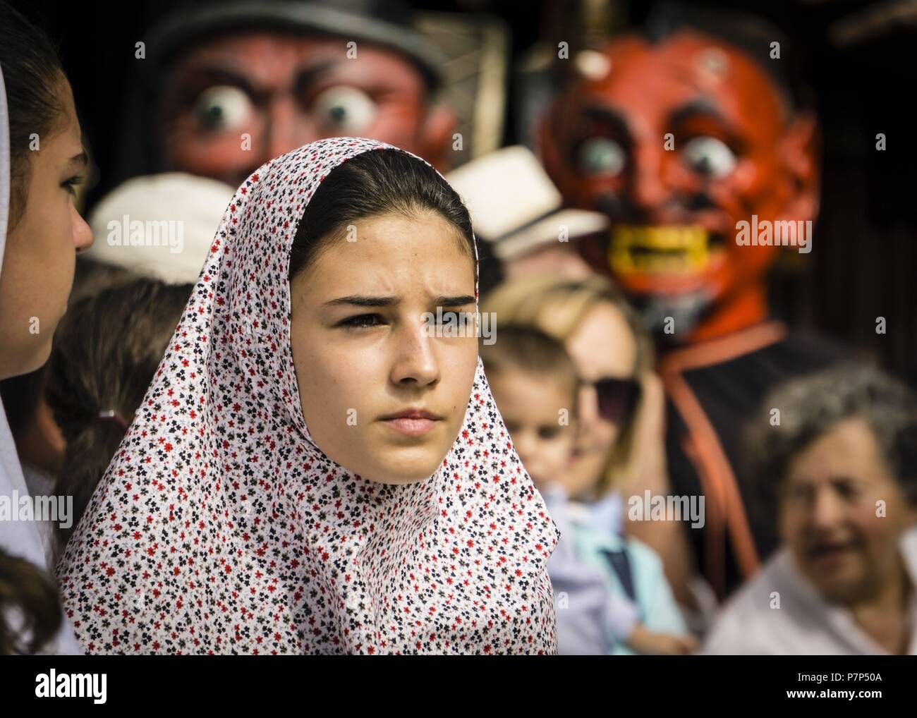 Baile de boleros tradicionales mallorquines Llucmajor, Migjorn, isole Baleari, Spagna. Foto Stock