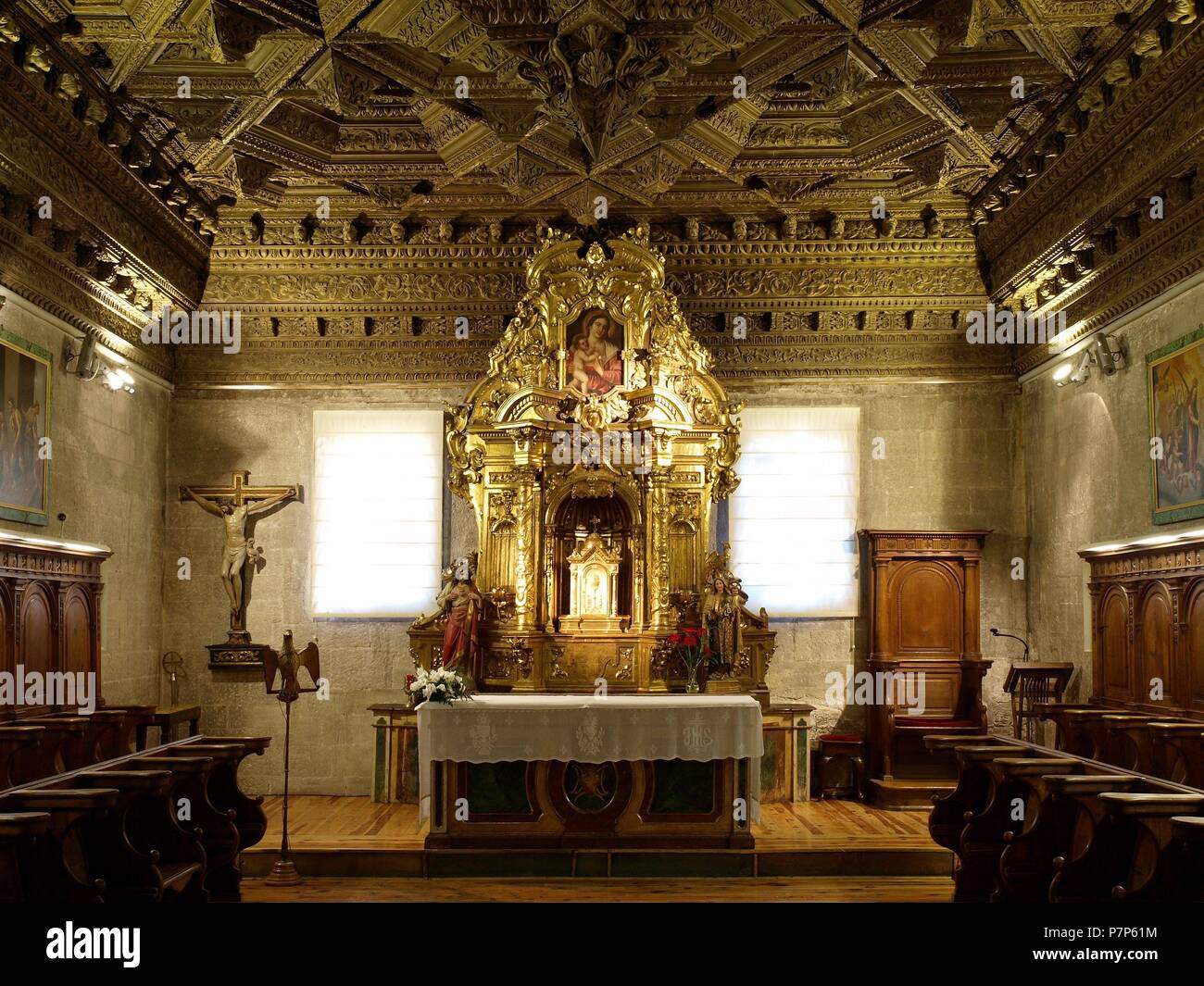 CATEDRAL DE SANTA MARIA Y SAN JULIAN O Catedral de Nuestra Señora de Gracia. Interno, CAPILLA HONDA. Altare. CUENCA, ESPAÑA. Foto Stock