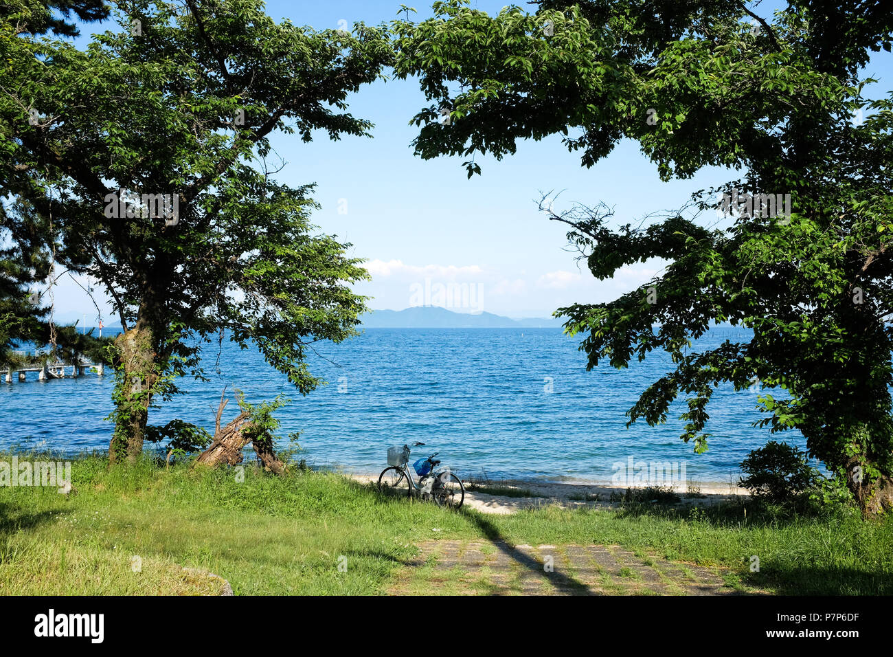 Il Lago Biwa (Biwako) nella prefettura di Shiga, Giappone. Foto Stock