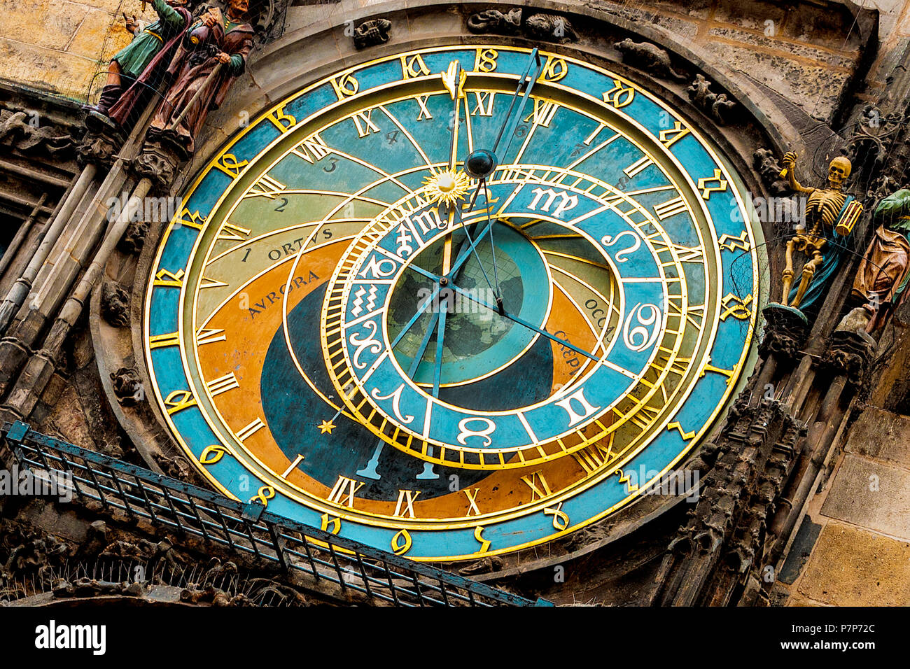 Dettaglio del Prague Old Town orologio astronomico, Repubblica ceca Foto Stock