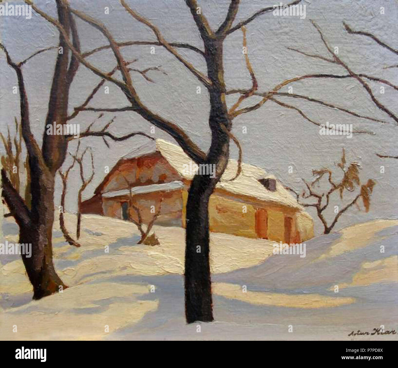 Inglese: Paesaggio invernale Deutsch: Winterlandschaft Polski: Pejza zimowy . prima di 1940 27 Artur-klar-pejzaz-zimowy-zgierz Foto Stock