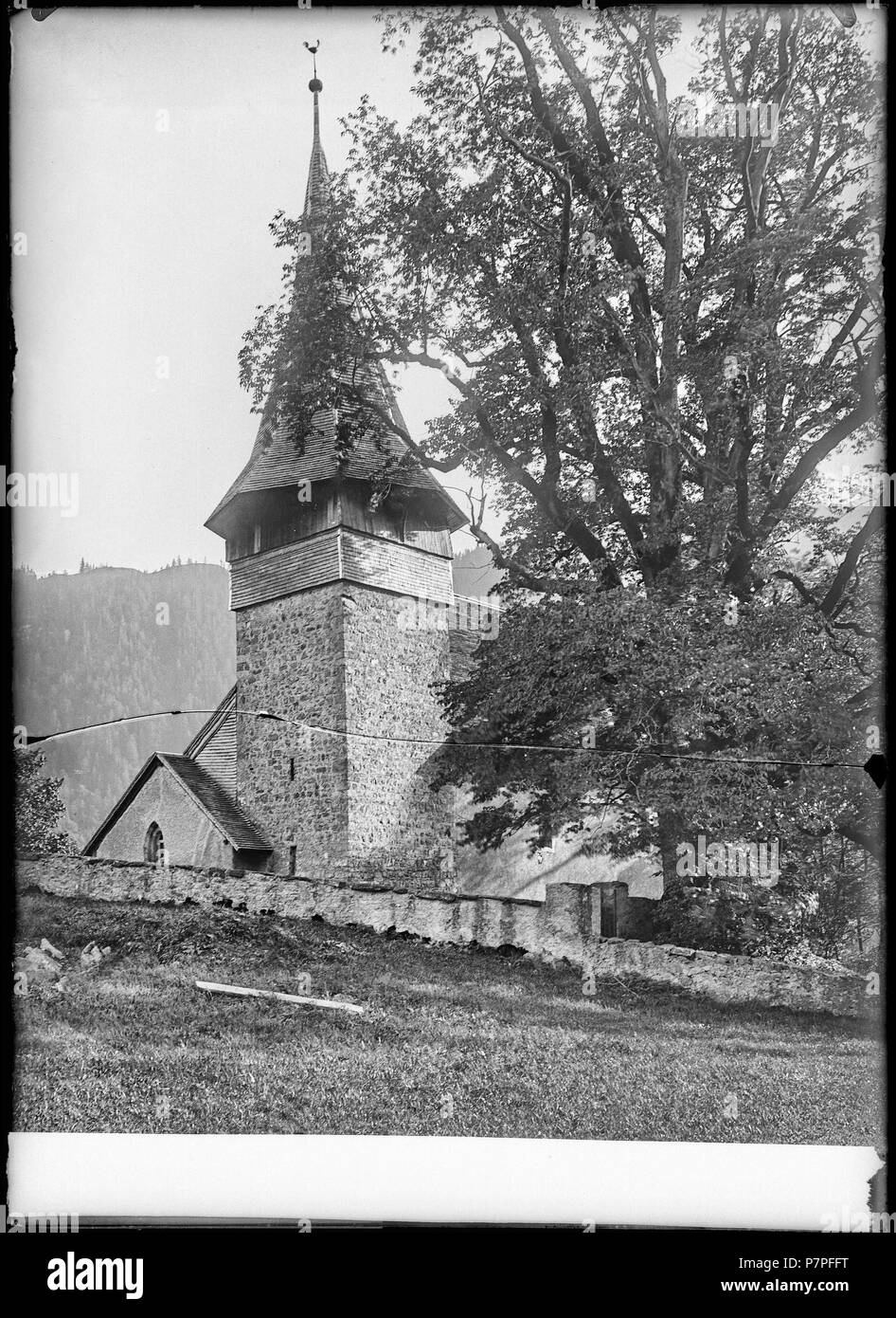 80 CH-NB - Rossinière, Église, Tour, vue partielle - Collezione Max van Berchem - EAD-9462 Foto Stock