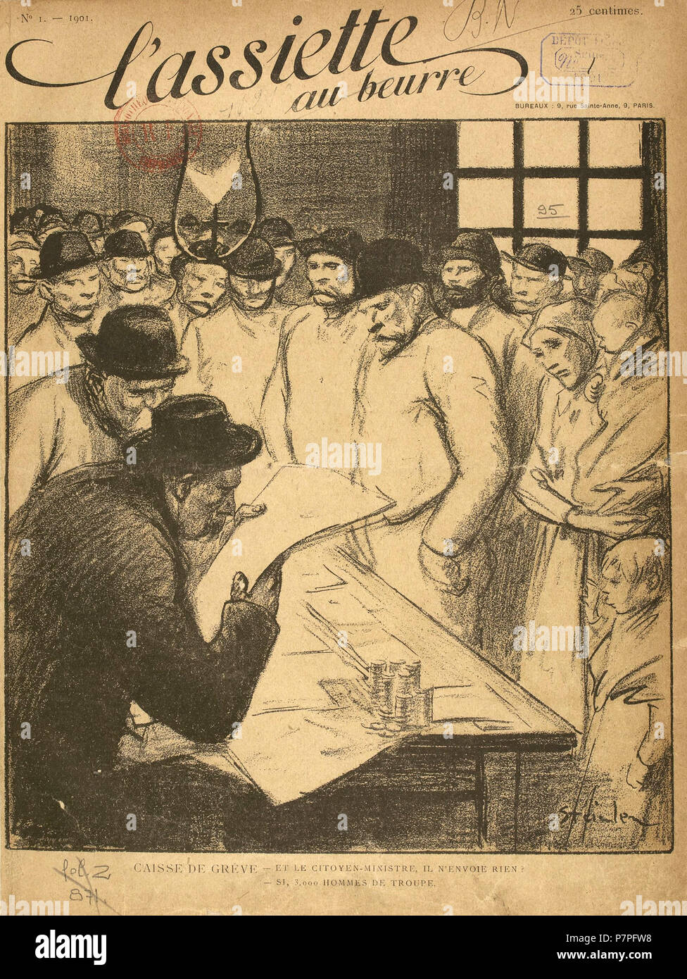 Semplice inglese: L'assiette au beurre problema 1, coperchio progettato da Théophile Steinlen. 4 Aprile 1901 28 assiette au beurre problema 1 Foto Stock