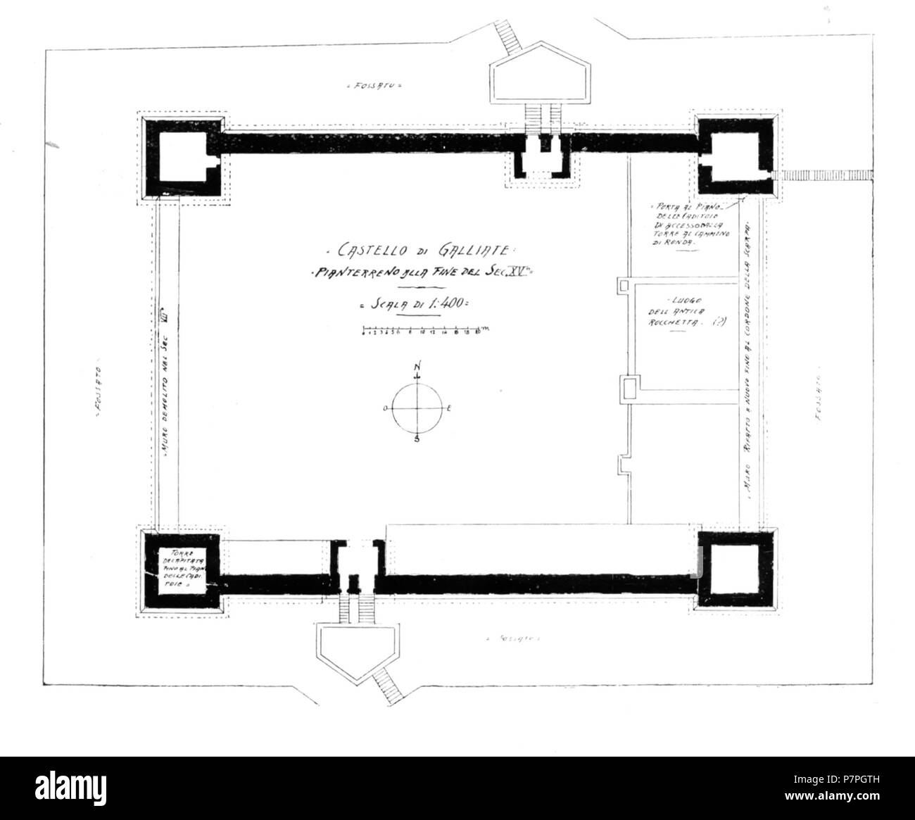 Italiano: il Castello Sforzesco (Galliate), pianterreno della fine del sec XV . prima di 1937 158 Fig 123, castello di galliate, pianterreno della fine del sec XV, p208, dis nigra, nigra il novarese Foto Stock