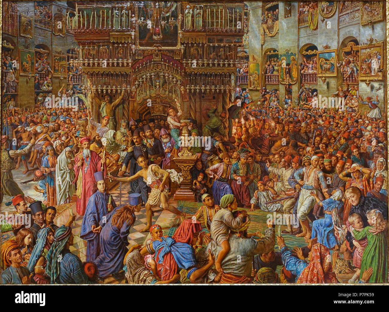 N/A. N/A 371 il miracolo del fuoco sacro, la Chiesa del Santo Sepolcro, da William Holman Hunt, 1892-1899, olio su tela - Fogg Art Museum, Harvard University - DSC01263 Foto Stock