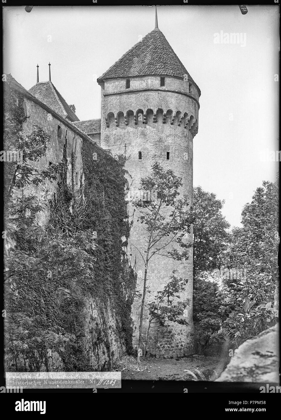 69 CH-NB - Chillon, Château, Tour, vue partielle - Collezione Max van Berchem - EAD-9376 Foto Stock