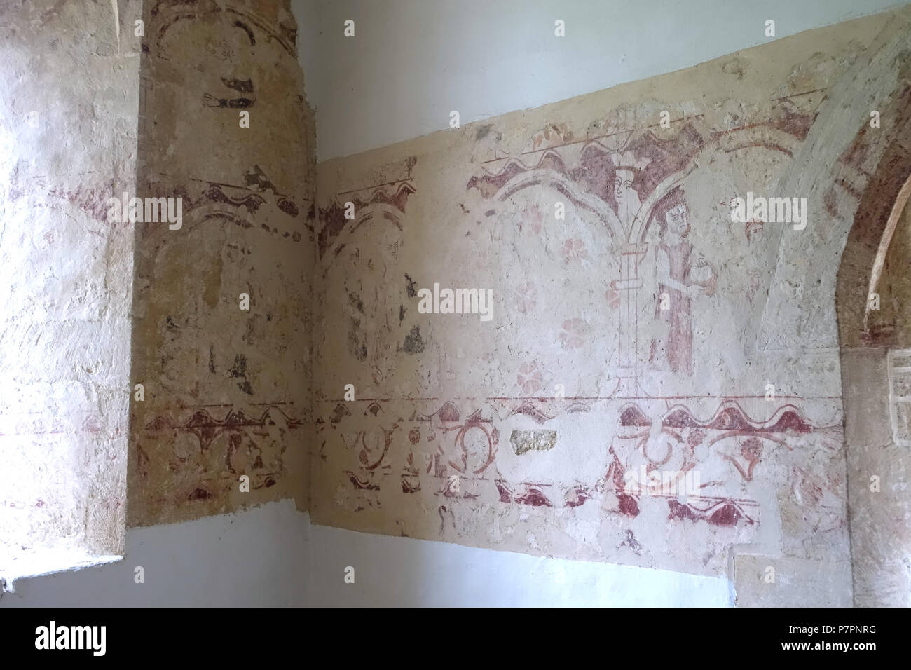 N/A. N/A 397 dipinti murali, la chiesa di San Giorgio, del XIII secolo, ocra rossa - Kelmscott, Oxfordshire, Inghilterra - DSC00201 Foto Stock