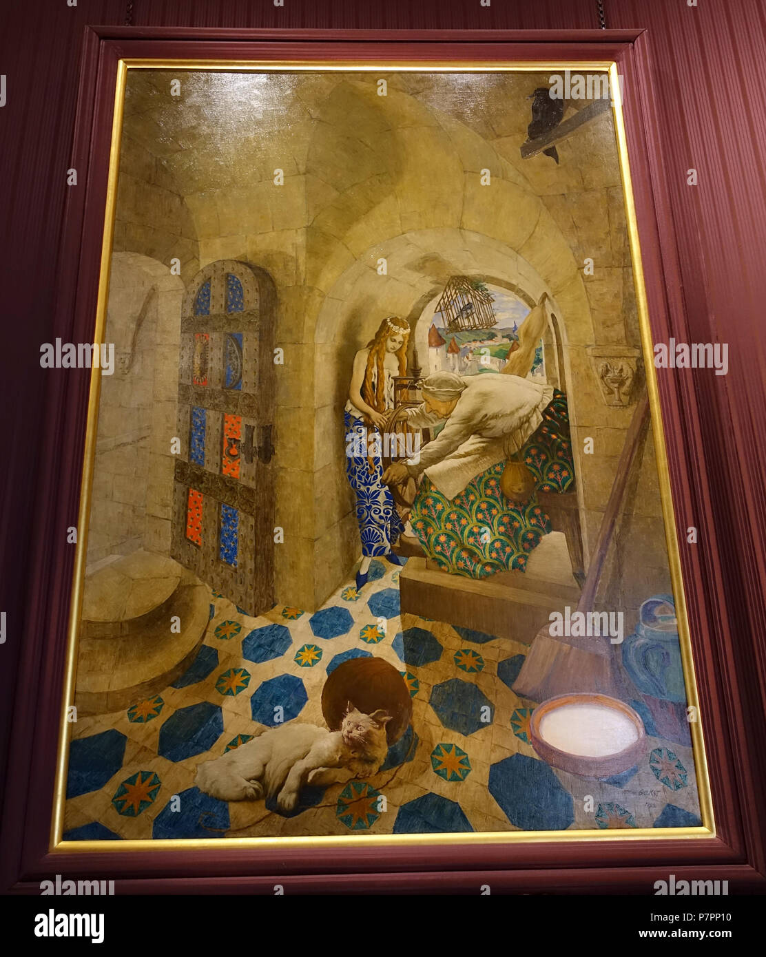 Inglese: pittura in Waddesdon Manor - Buckinghamshire, Inghilterra. 8 giugno 2016, 08:27:55 348 Sleeping Beauty serie da Leon Bakst, 3 di 6, 1913 - Waddesdon Manor - Buckinghamshire, Inghilterra - DSC07740 Foto Stock