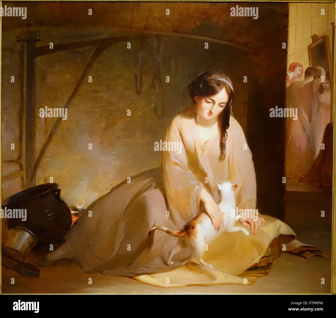 Inglese: presentano nel Museo delle Arti di Dallas Dallas, Texas, Stati Uniti d'America. 7 maggio 2017, 16:05:20 92 Cinderella -- la cucina Fire, da Thomas Sully, 1843, olio su tela - Museo dell'Arte di Dallas - DSC04791 Foto Stock
