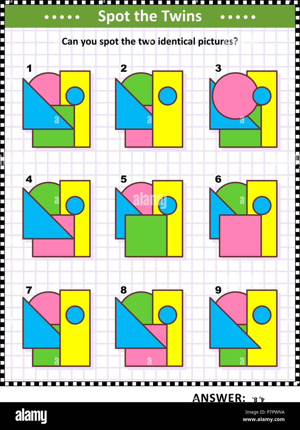 IQ formazione matematica educative puzzle per bambini e adulti con forme di  base - triangolo, rettangolo, cerchio, quadrato - Le sovrapposizioni e i  colori Immagine e Vettoriale - Alamy
