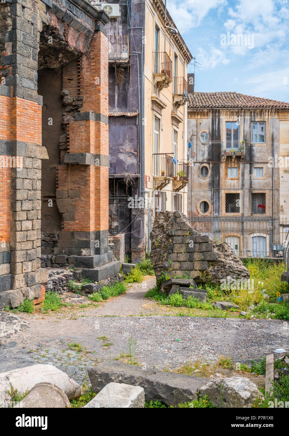 L' odeon presso il teatro romano di Catania, in Sicilia. Foto Stock