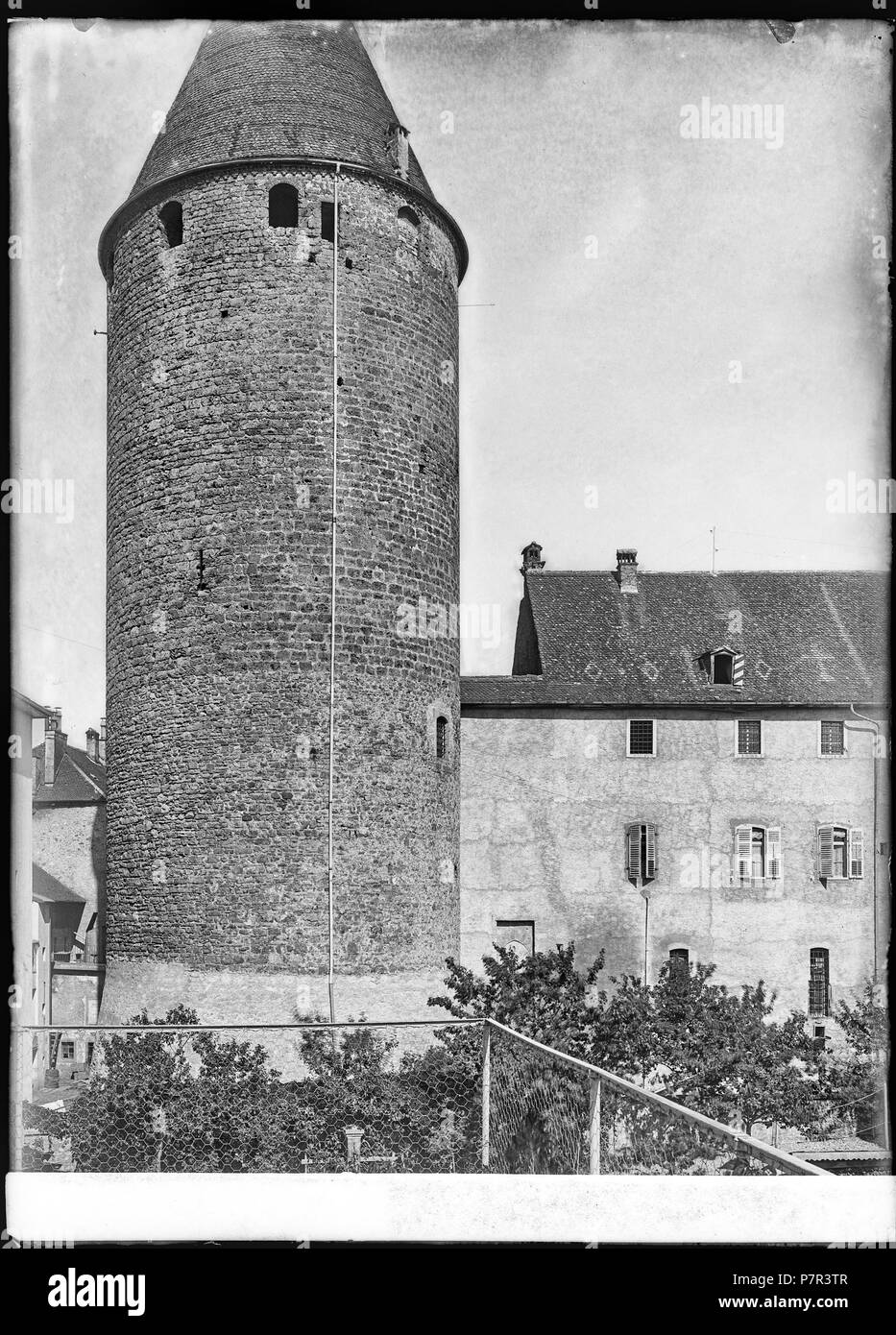 69 CH-NB - Bulle, Château, banco principale, vue partielle extérieure - Collezione Max van Berchem - EAD-6905 Foto Stock