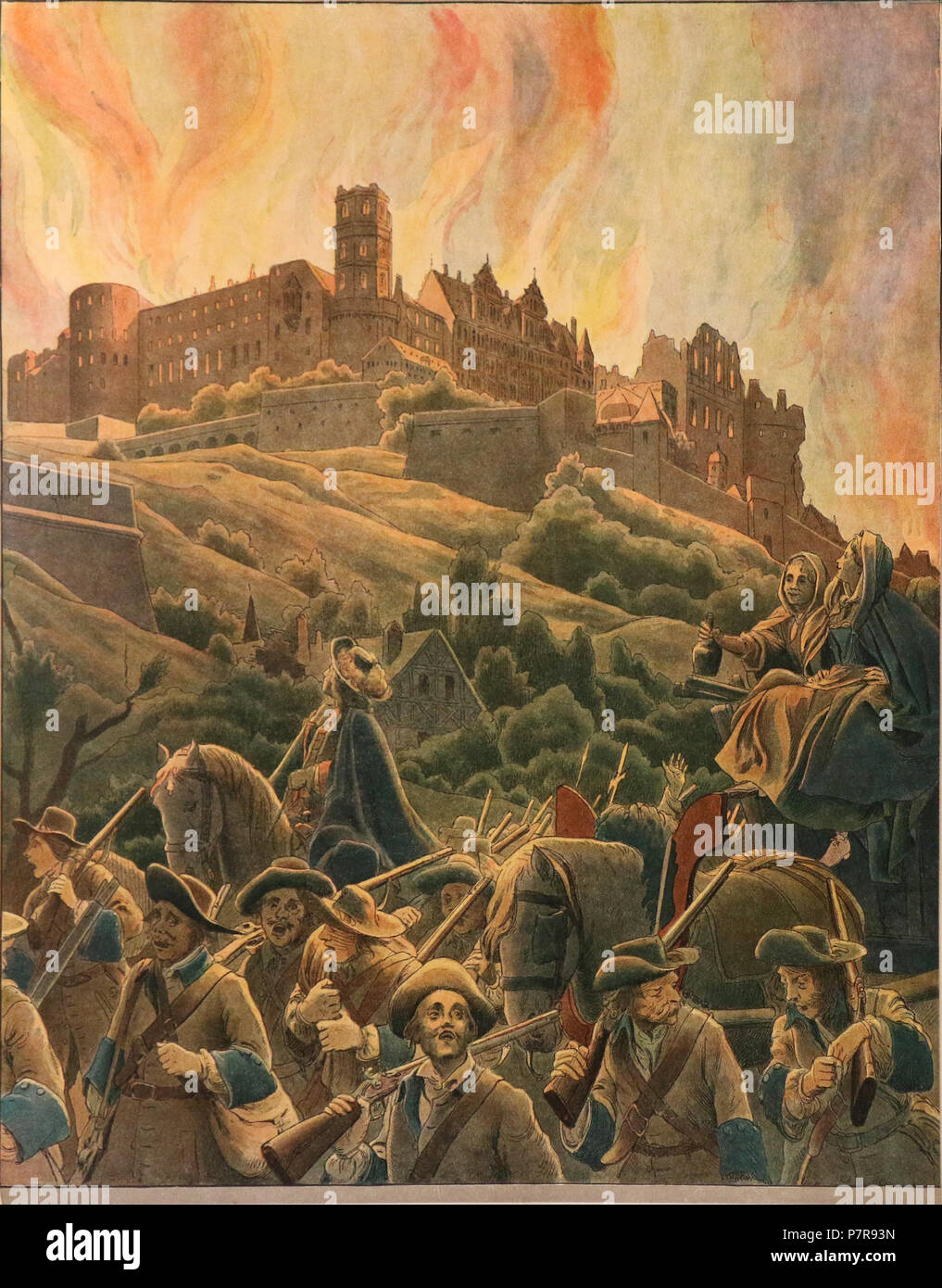 262 Maurice Leloir - Le Roy soleil-incendie du château d'Heidelberg Foto Stock