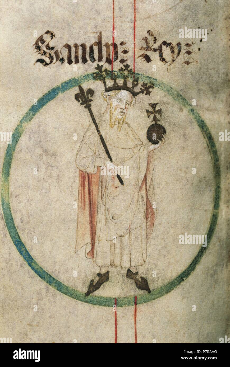 Sancho Ramirez (1042-1094). Re di Aragona dal 1063-1094. La genealogia della Corona d'Aragona. Parchament. Xiv-XV secolo. La Catalogna. Spagna. Foto Stock