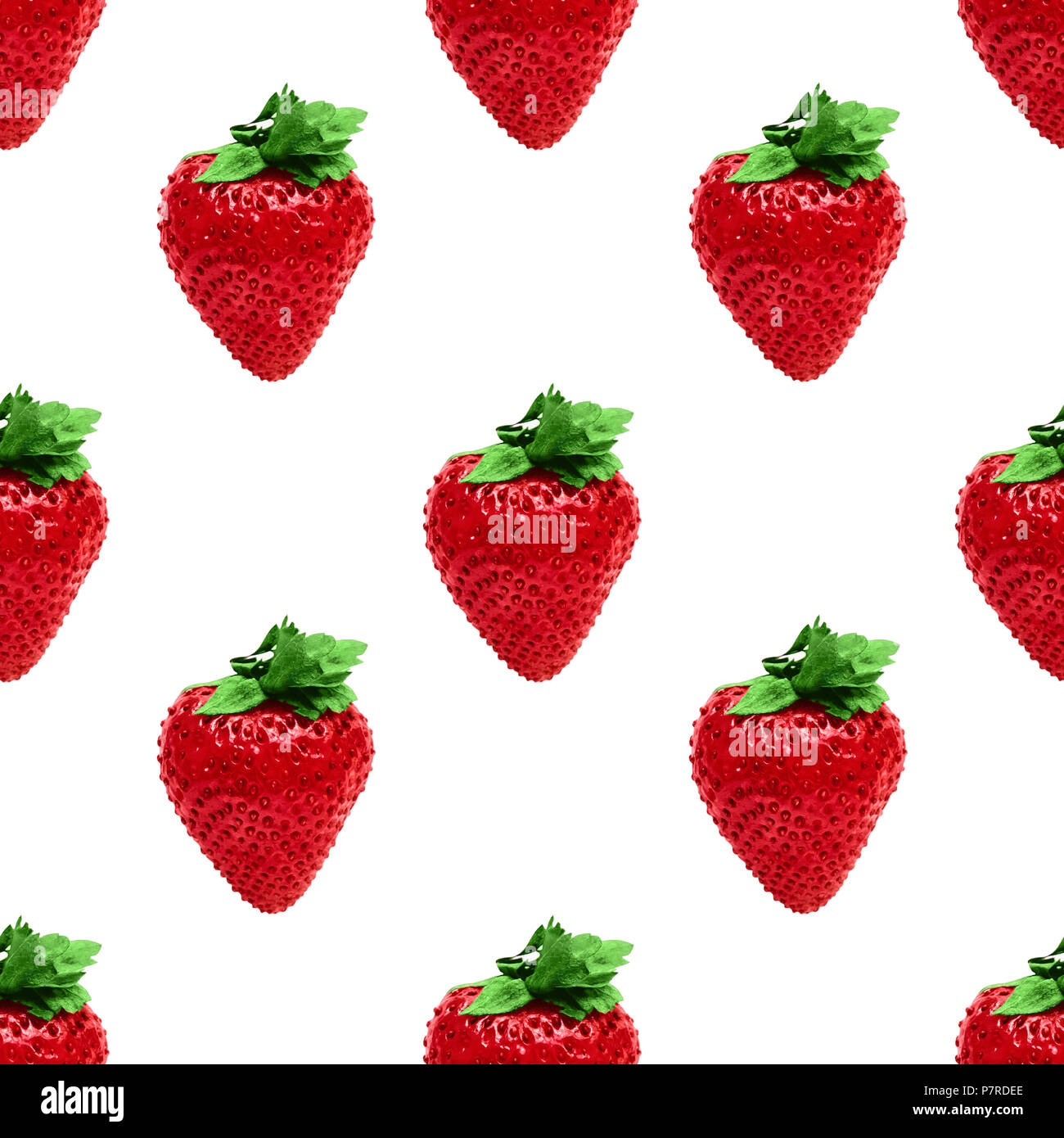Foto di fragola pattern pattern senza soluzione di continuità con il rosso fragole mature su sfondo bianco Foto Stock