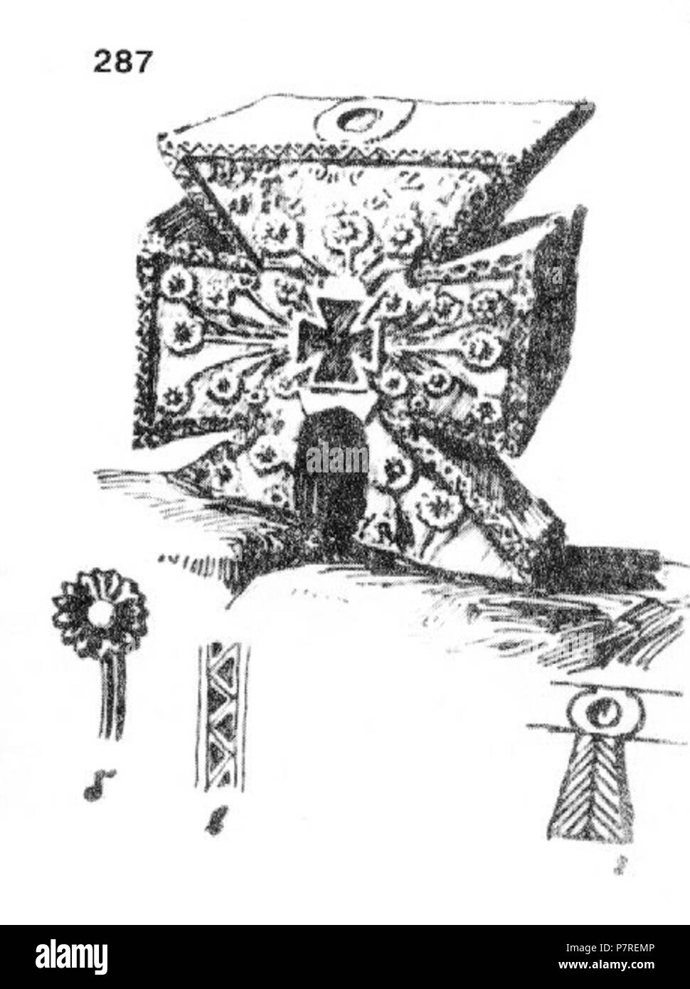 : 287. - [] , . , . , ; -. , ; 1854 ., ; ( ), - - . : 62x55x19 . 14.IV.1917 . (.. 13, . 72.) . 14 Aprile 1917 207 Ivan Enchev-Vidyu folk bulgaro attraversa 287 Foto Stock