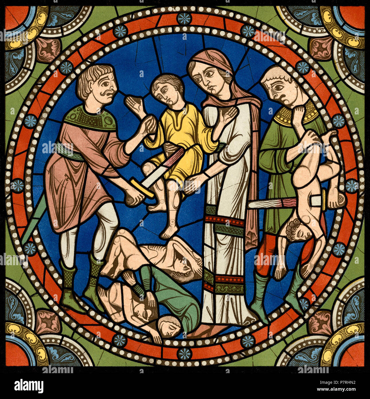 89 Chartres VITRAIL DE LA VIE DE JÉSUS-Cristo Motiv 14 Le strage degli innocenti Foto Stock