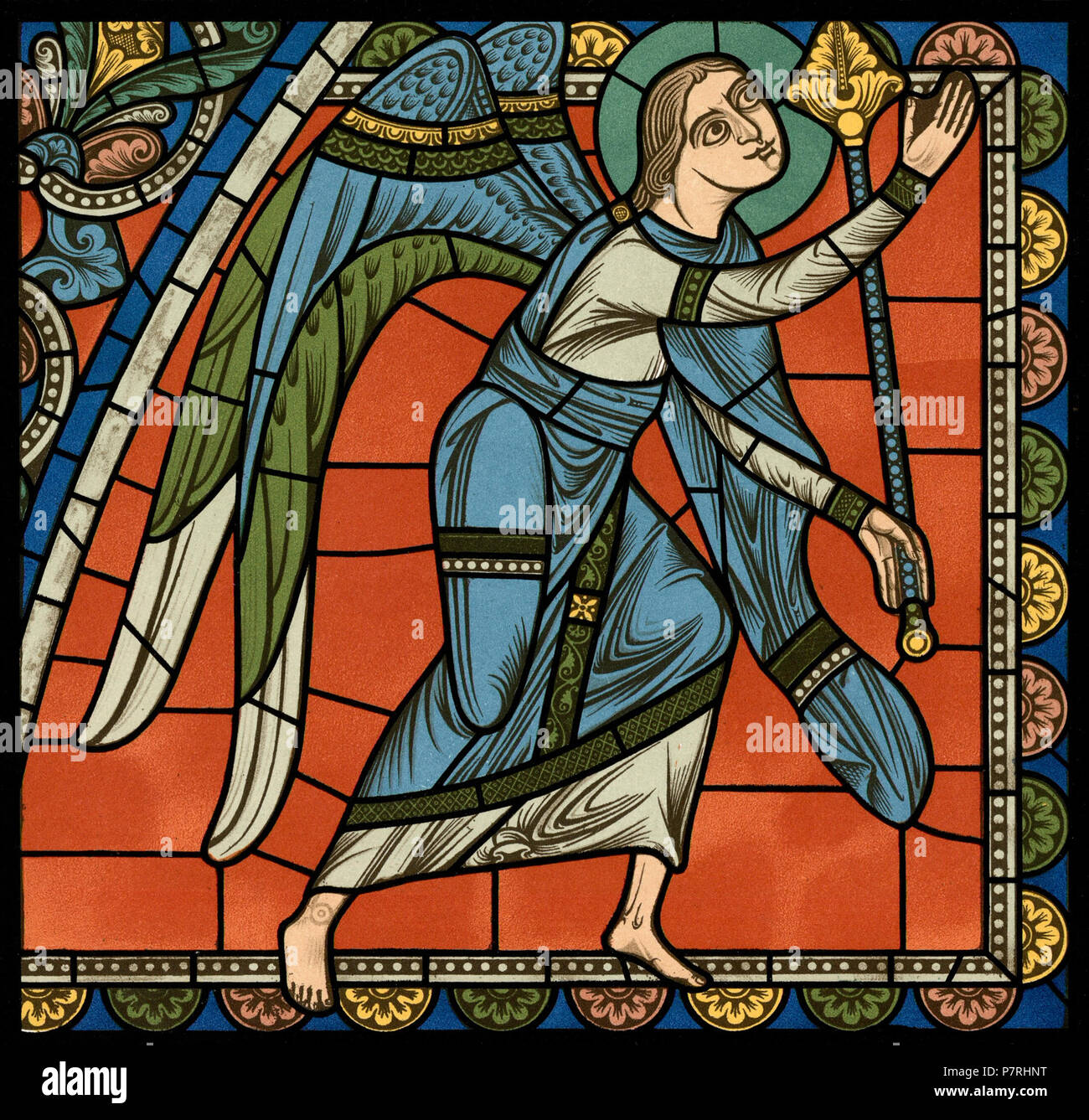 89 Chartres VITRAIL DE LA VIE DE JÉSUS-Cristo Motiv 25 sommet de la fenêtre figura de la Sainte Vierge inquilino son fils sur ses genoux Foto Stock