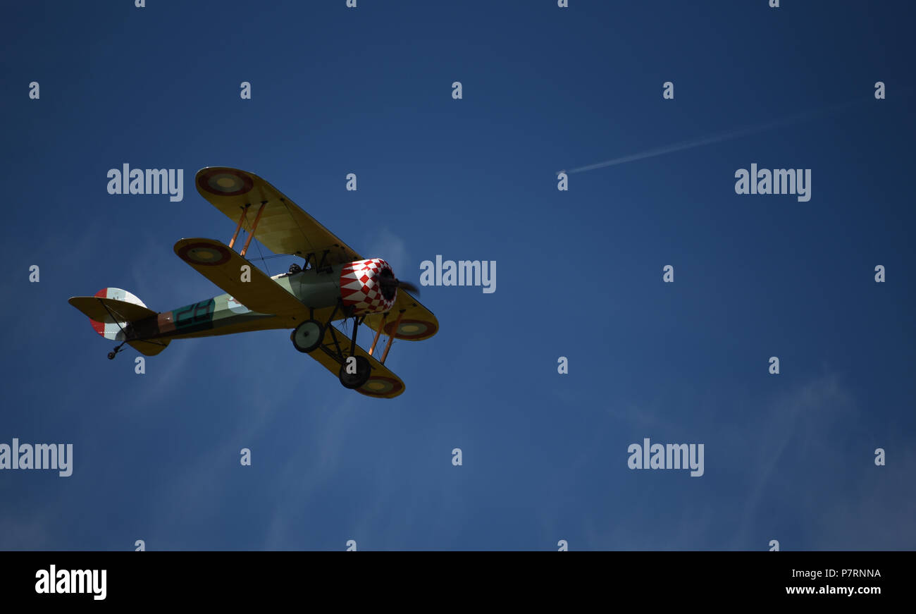 Nieuport 28, LX-NIE, Centenario Air Show; Musee de la Grande Guerre, WWI, Meaux, Seine-et-Marne, Ile-de-France, Francia, Europa Foto Stock