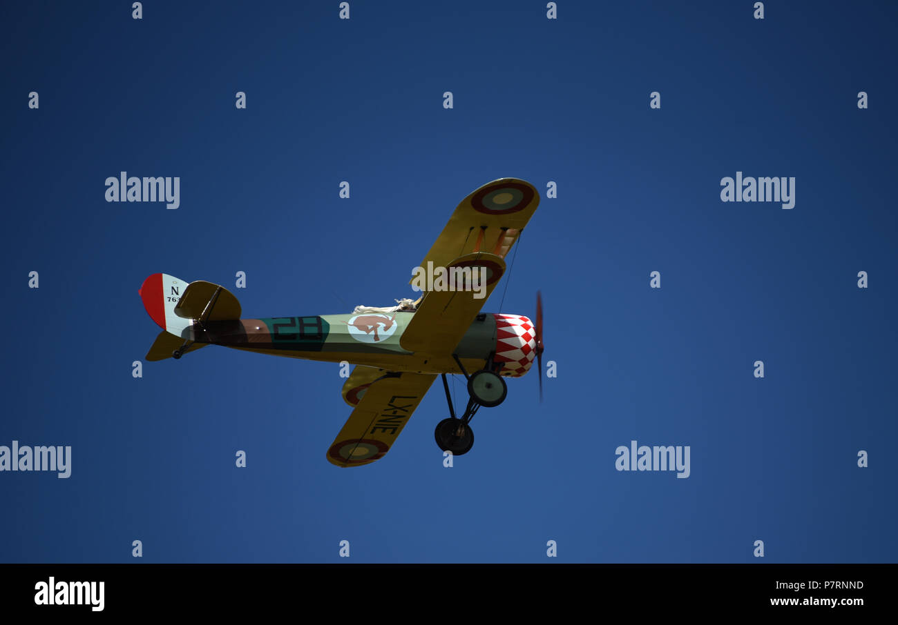 Nieuport 28, LX-NIE, Centenario Air Show; Musee de la Grande Guerre, WWI, Meaux, Seine-et-Marne, Ile-de-France, Francia, Europa Foto Stock