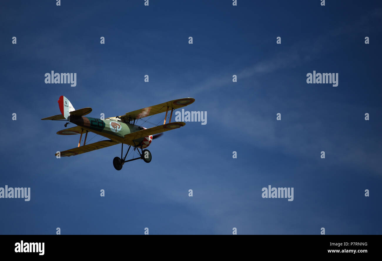 Nieuport 28, LX-NIE, Centenario Air Show; Musee de la Grande Guerre, WWI, Meaux, Seine-et-Marne, Ile-de-France, Francia, Europa Foto Stock