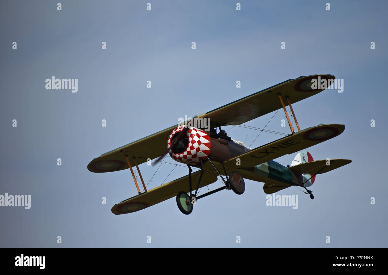 Nieuport 28, LX-NIE, Centenario Air Show; Musee de la Grande Guerre, WWI, Meaux, Seine-et-Marne, Ile-de-France, Francia, Europa Foto Stock
