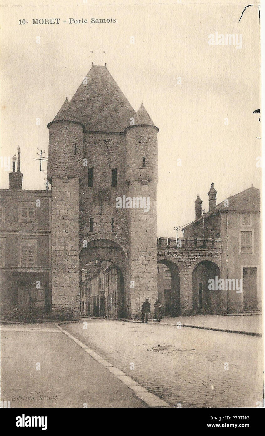 Français : Moret-sur-Loing (Seine-et-Marne, Francia) ; carte postale ancienne, vers 1925 . 1927 277 Moret-sur-Loing-FR-77-vers 1925-CPA-10 Foto Stock