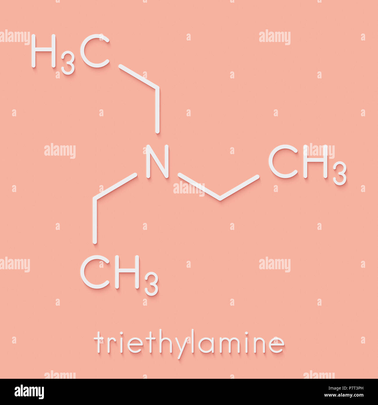 La trietilammina base organica molecola. Formula di scheletro. Foto Stock