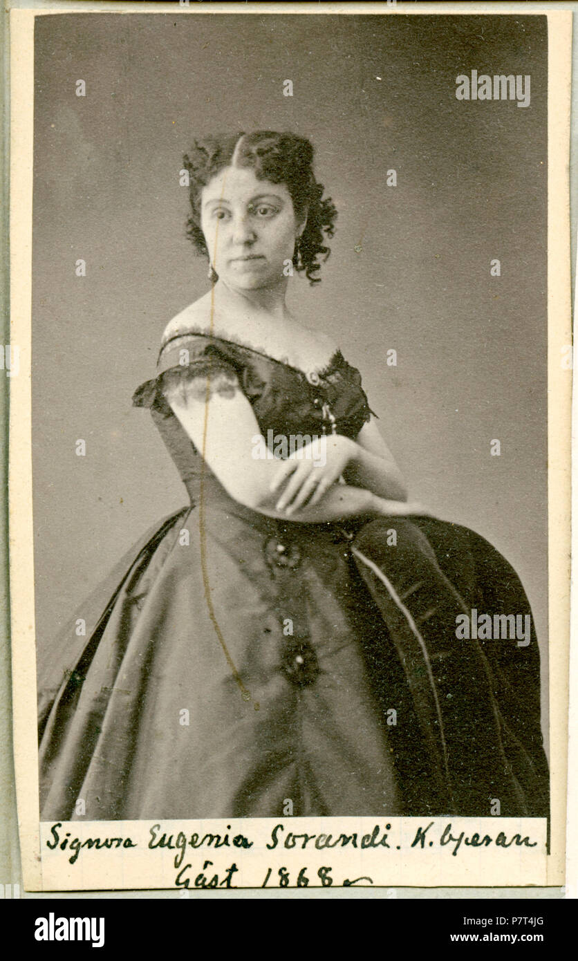 Eugénie Sorandi, italiensk operasångerska, engagerad vid Kungliga Operan 1867-68 154 Eugénia Sorandi, porträtt - SMV - H7 191 Foto Stock
