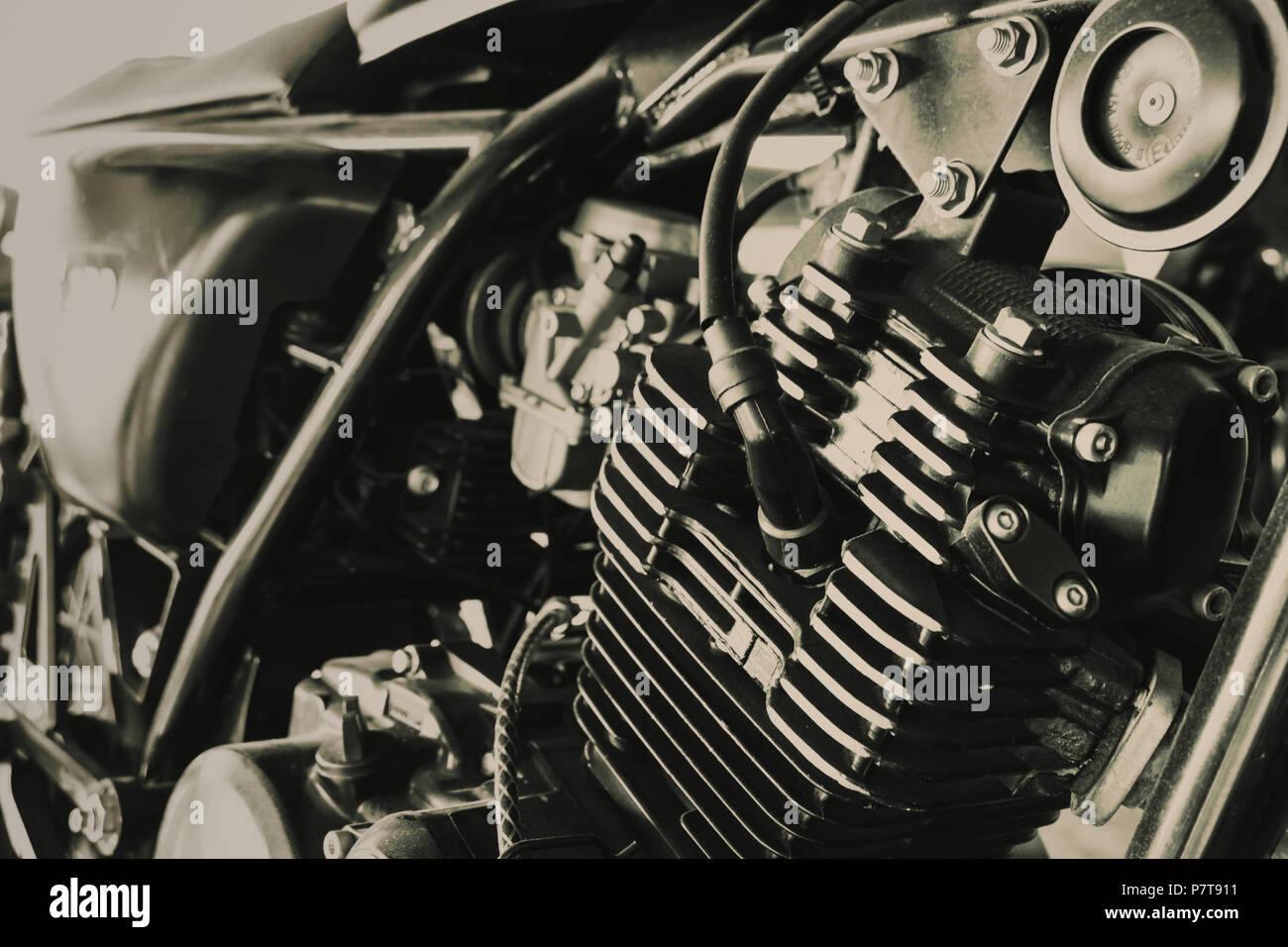 Il vecchio motore di moto del trinciatore arte vintage monotono Foto Stock