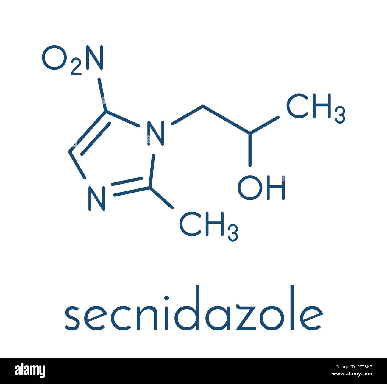 Secnidazole anti-infettivi molecola di farmaco (nitroimidazolo classe). Formula di scheletro. Illustrazione Vettoriale