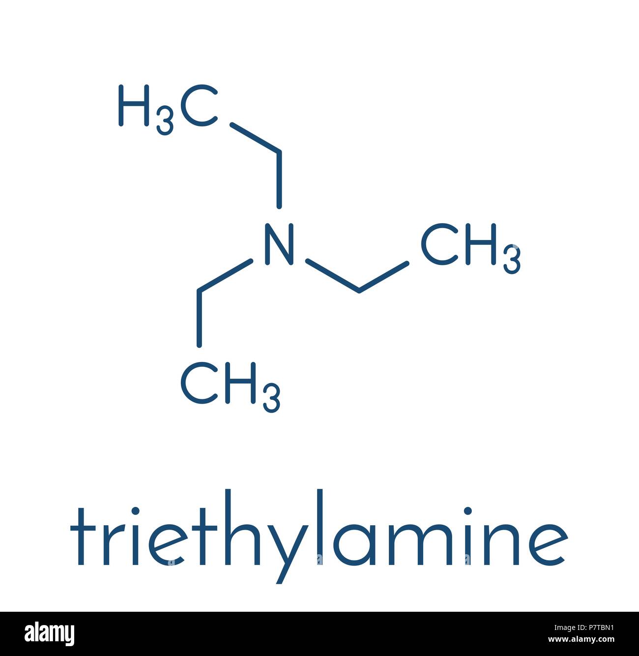 La trietilammina base organica molecola. Formula di scheletro. Illustrazione Vettoriale