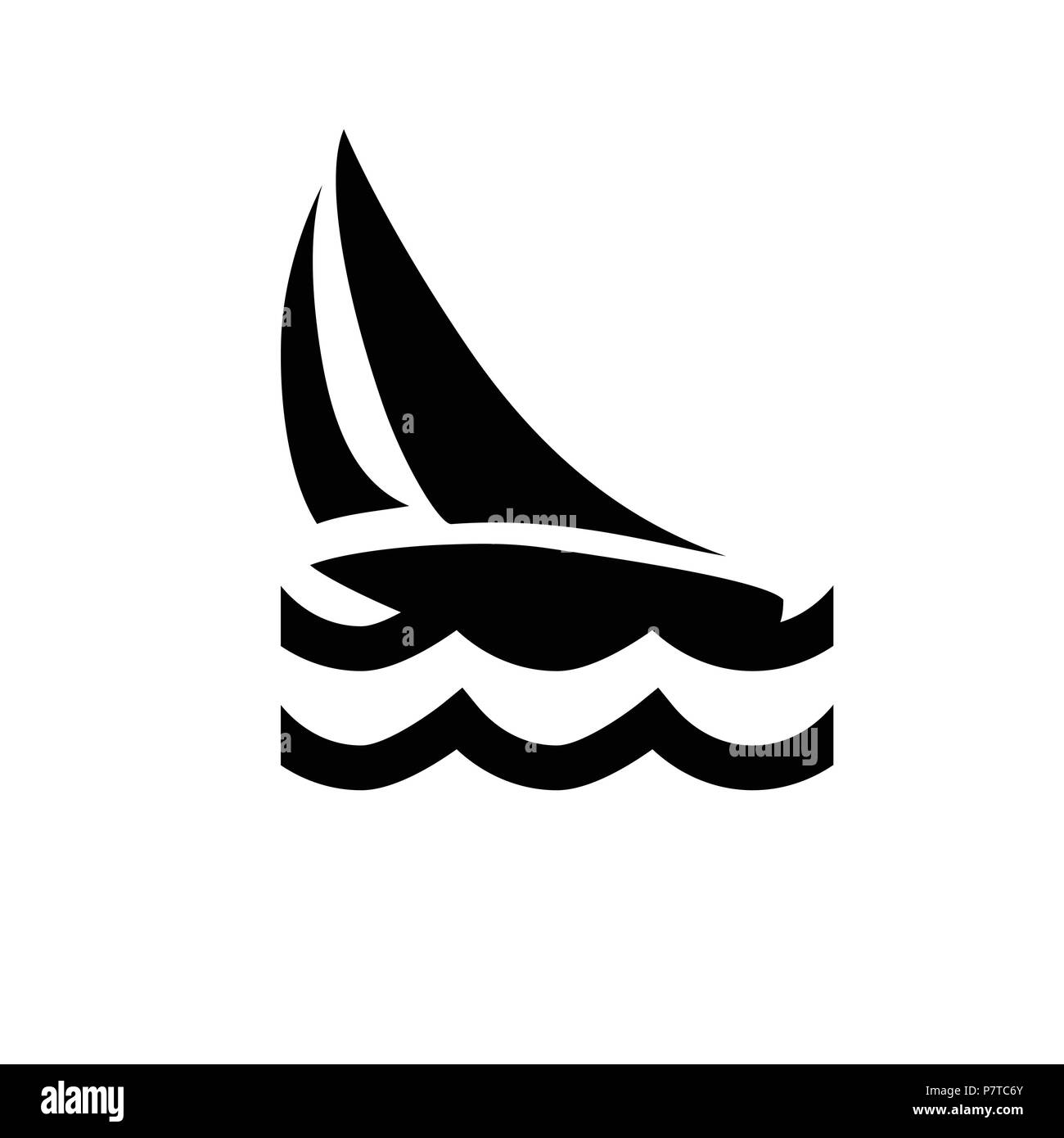 Barca a vela, barca a vela. Facilmente modificabile, colorabile piatto icona Vettore, isolato sfondo, No. 1 variante. Illustrazione Vettoriale