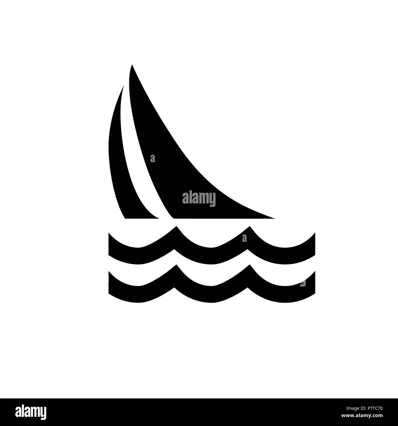 Barca a vela, barca a vela. Facilmente modificabile, colorabile piatto icona Vettore, isolato sfondo, No. 2 variante. Illustrazione Vettoriale