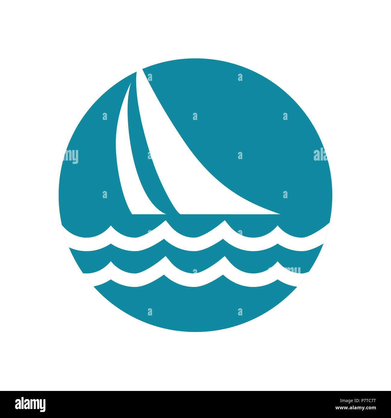 Barca a vela, barca a vela. Facilmente modificabile, colorabile piatto icona Vettore, isolato sfondo, No. 5 variante. Illustrazione Vettoriale