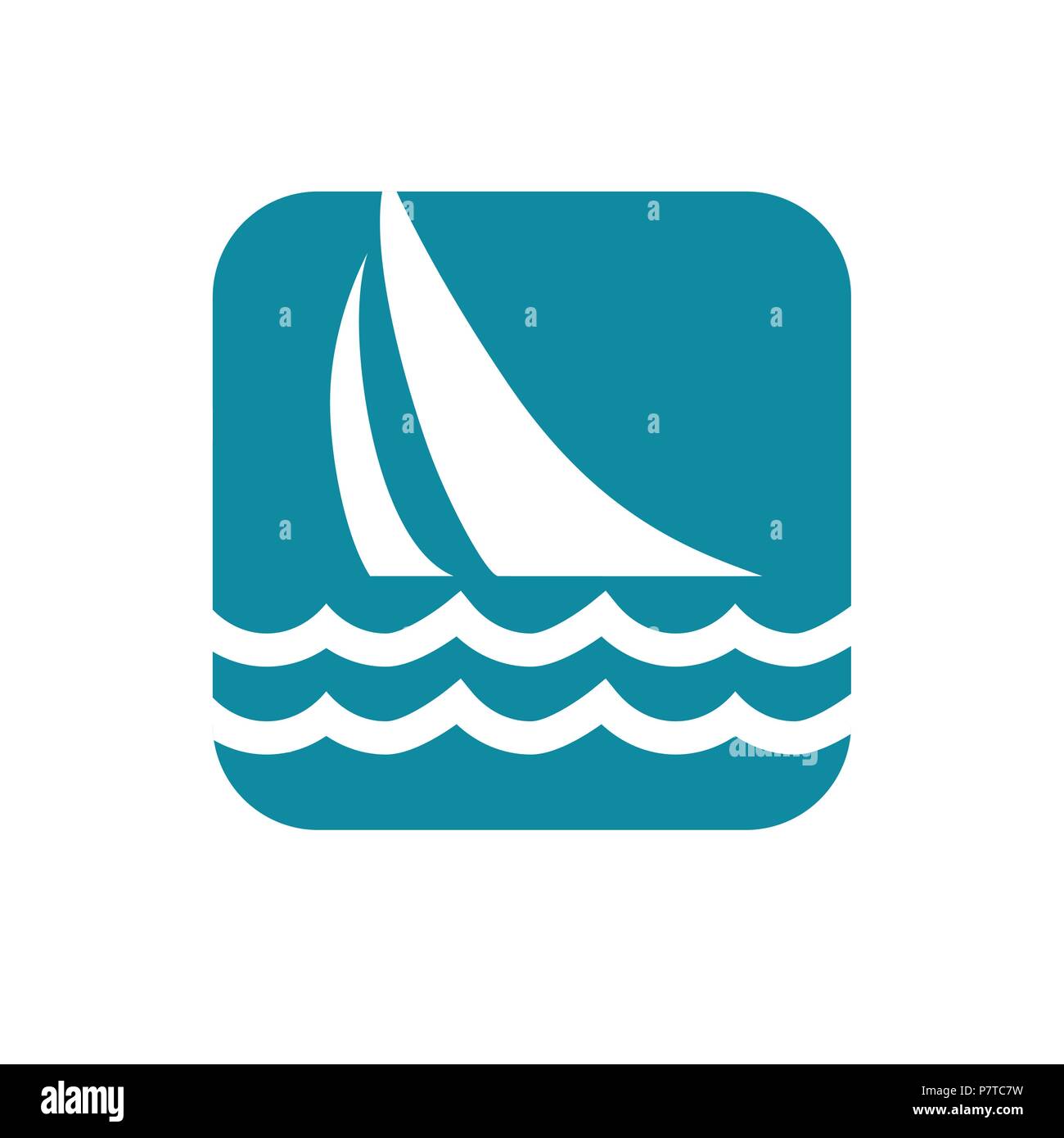 Barca a vela, barca a vela. Facilmente modificabile, colorabile piatto icona Vettore, isolato sfondo, No. 6 variante. Illustrazione Vettoriale