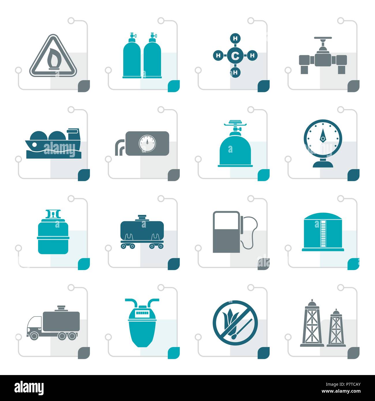 Stilizzata gas naturale oggetti e icone - vettore icona impostare Illustrazione Vettoriale