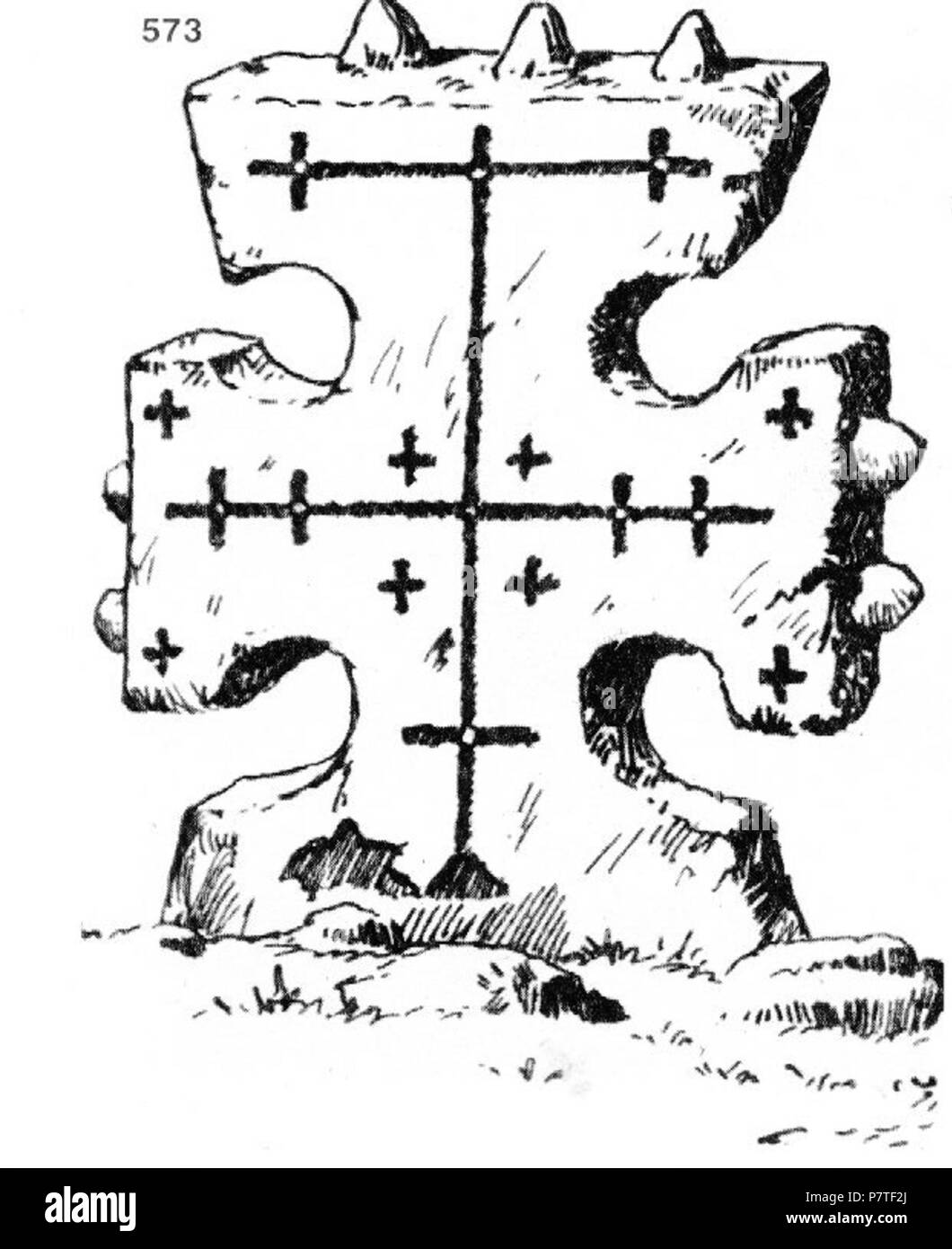 : 573. - , . , . - - XVIII . ( ). , . . : 47x47x8 . 23.VII.1921 . (.. 11, .32.) . 23 Luglio 1921 208 Ivan Enchev-Vidyu folk bulgaro attraversa 573 Foto Stock