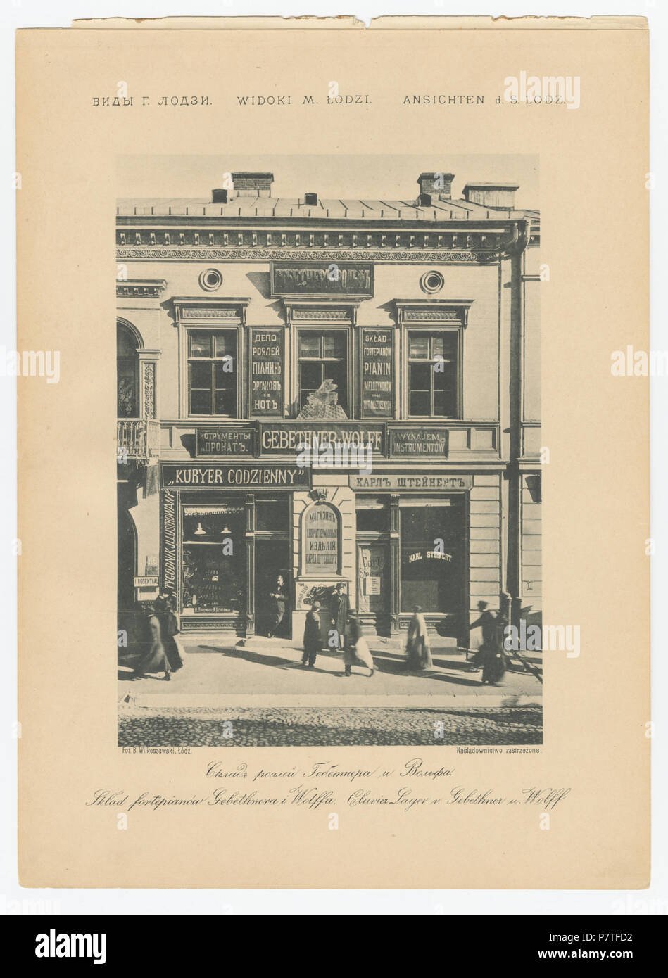 411 Bronisław Wilkoszewski, "Widoki m. Łodzi" - Skład fortepianów Gebethnera i Wolffa Foto Stock