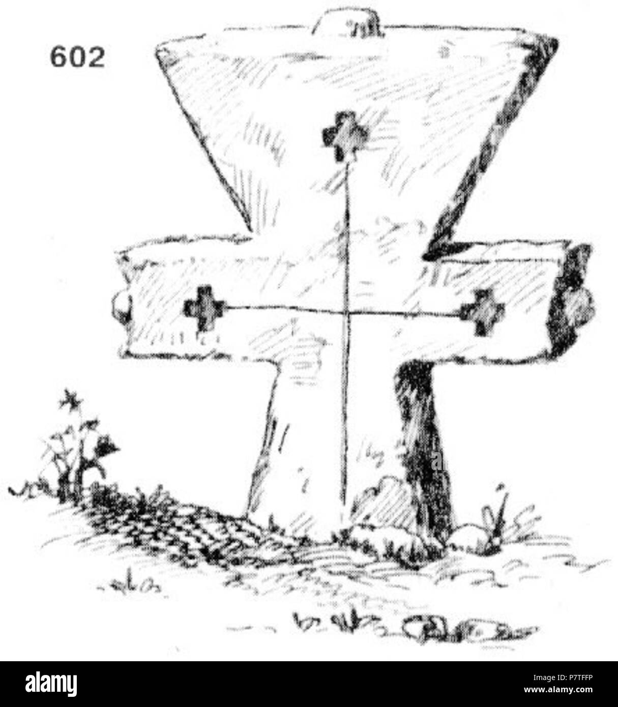 : 602. - , . , , V . ( ). ; , . . , . : 33x31x11 . 23.VII1921 . (.. 11, . 29.) . 23 Luglio 1921 208 Ivan Enchev-Vidyu folk bulgaro attraversa 602 Foto Stock