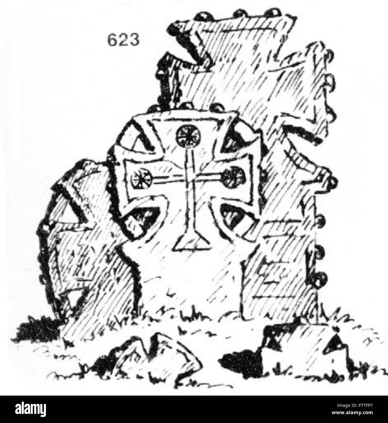 : 623. . , . - 2 3 8 , , ( , ). - ; . . , 1860 1880 . - - . , , . . : - - 150x80x12 ; - - 40x30x8 . 28.VIII 1920 . (.. 10, . 2, 97). . 28 Agosto 1920 208 Ivan Enchev-Vidyu folk bulgaro attraversa 623 Foto Stock