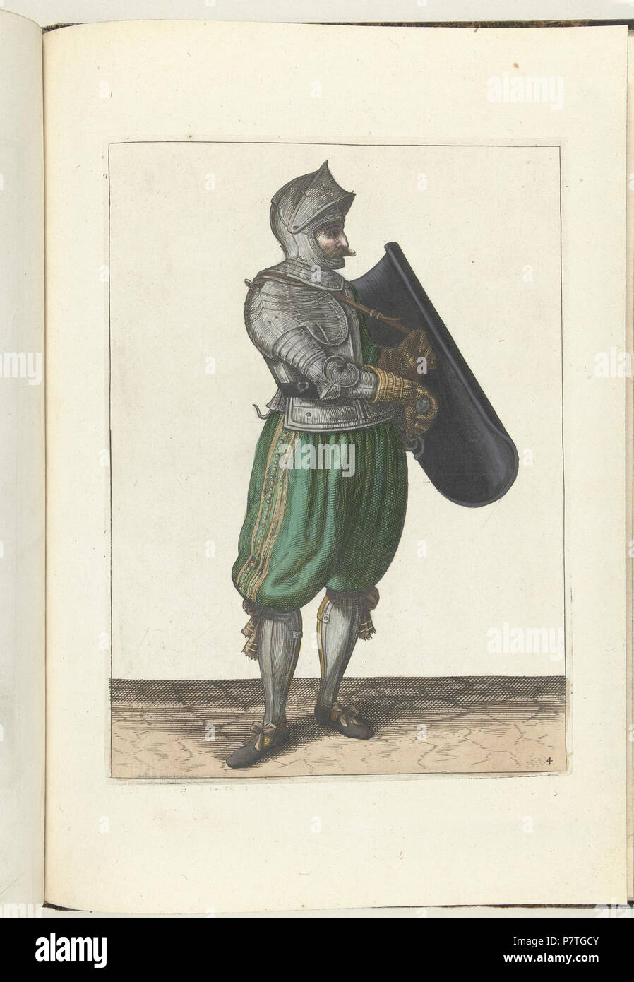 Inglese: illustrazioni per libri di 'Nassausche wapen-handelinge, van schilt, spy rappier, ende target sul'. tra il 1611 e il 1618 1 004 spadaccino (colore) illustrazioni per libri di Nassausche wapen-handelinge, van schilt, spy rappier, ende target sul Foto Stock