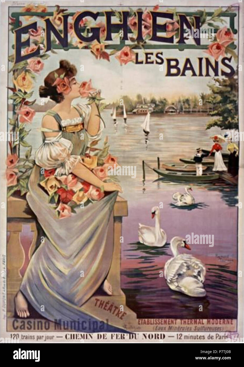 Inglese: Poster della Compagnie des chemins de fer du Nord (Francia); Enghien-les-Bains. 1901 14 Affiche Nord Enghien 1901 Foto Stock