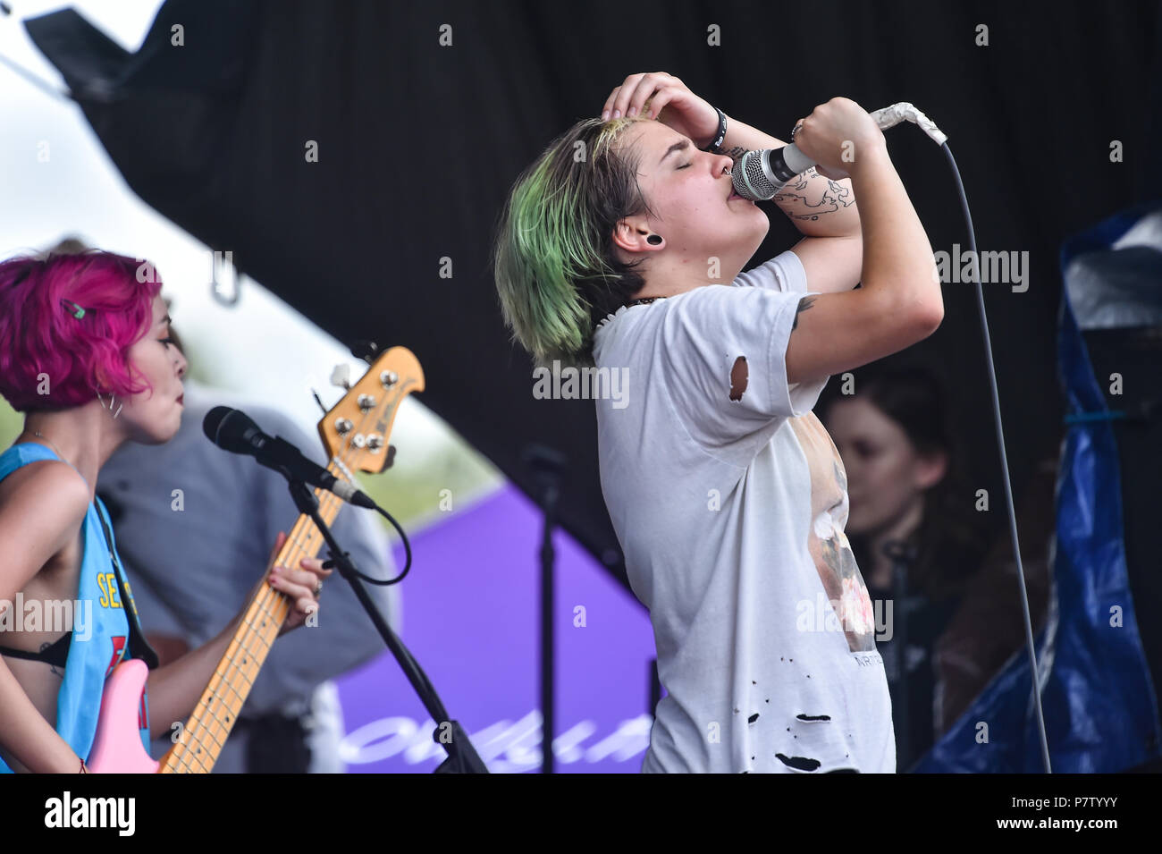 San Antonio, Stati Uniti d'America. Il 7 luglio 2018. Sydney Dolezal della bambola canta la pelle durante il Vans warped tour Giugno 7, 2018 in San Antonio, Texas. Credito: Robin Jerstad/Alamy Live News Foto Stock